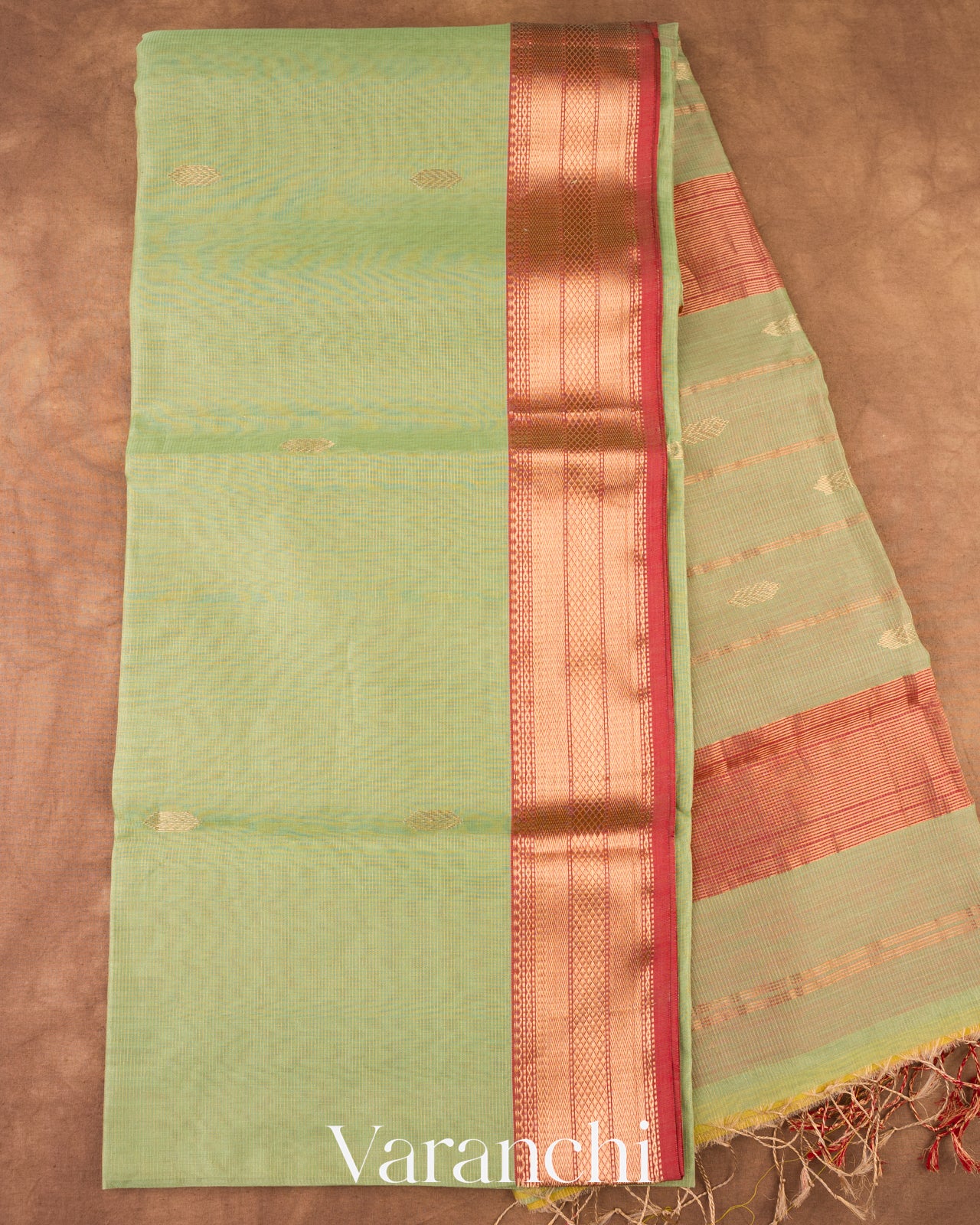 Pastel Green Pure Maheswari Silk Cotton Handloom Saree