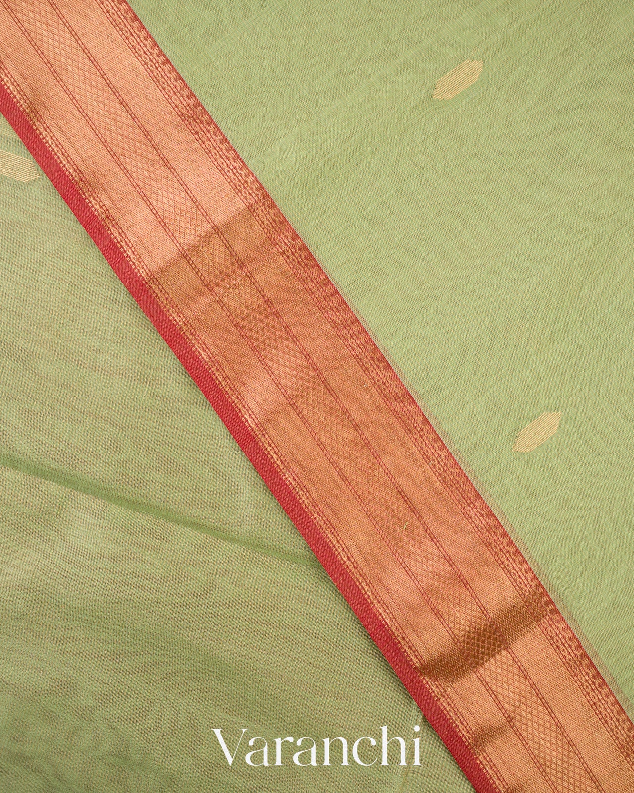 Pastel Green Pure Maheswari Silk Cotton Handloom Saree