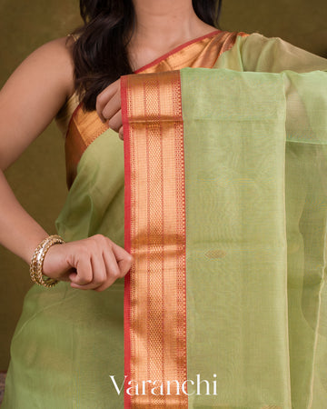 Aqua Blue Pure Maheswari Silk Cotton Handloom Saree