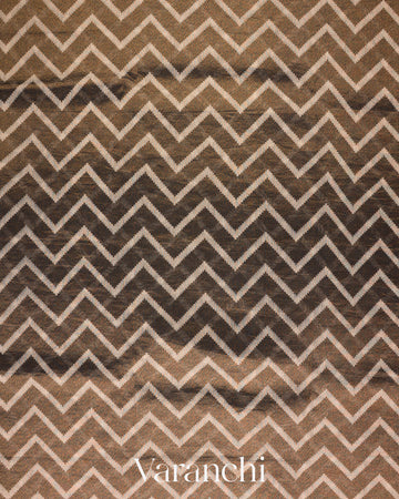 Deep Coffee Brown Patola Printed Pure Silk Cotton Tissue Saree 