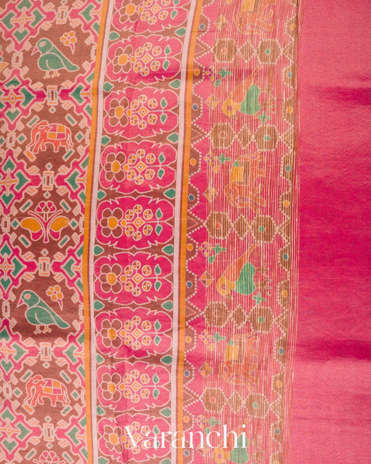 Cocoa Brown Patola Printed Pure Silk Cotton Tissue Saree