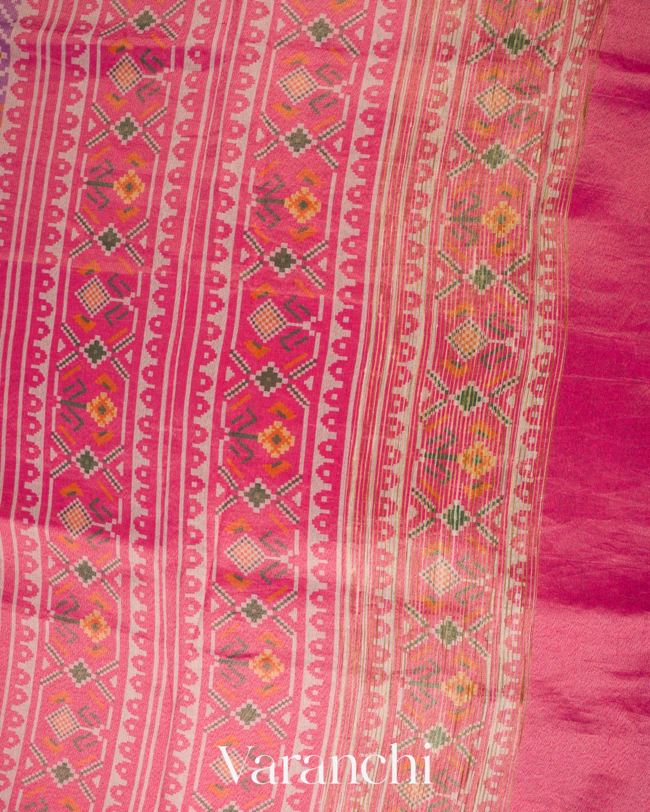 Soft Lavender-Purple Patola Printed Pure Silk Cotton Tissue Saree 