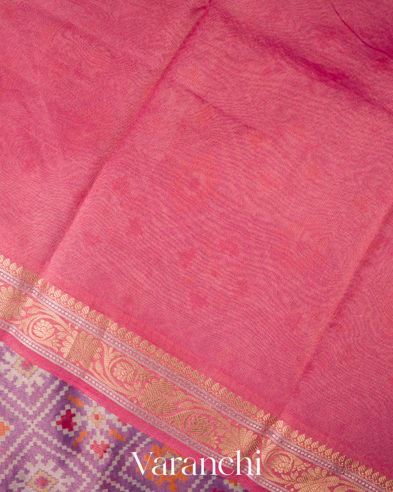 Soft Lavender-Purple Patola Printed Pure Silk Cotton Tissue Saree 