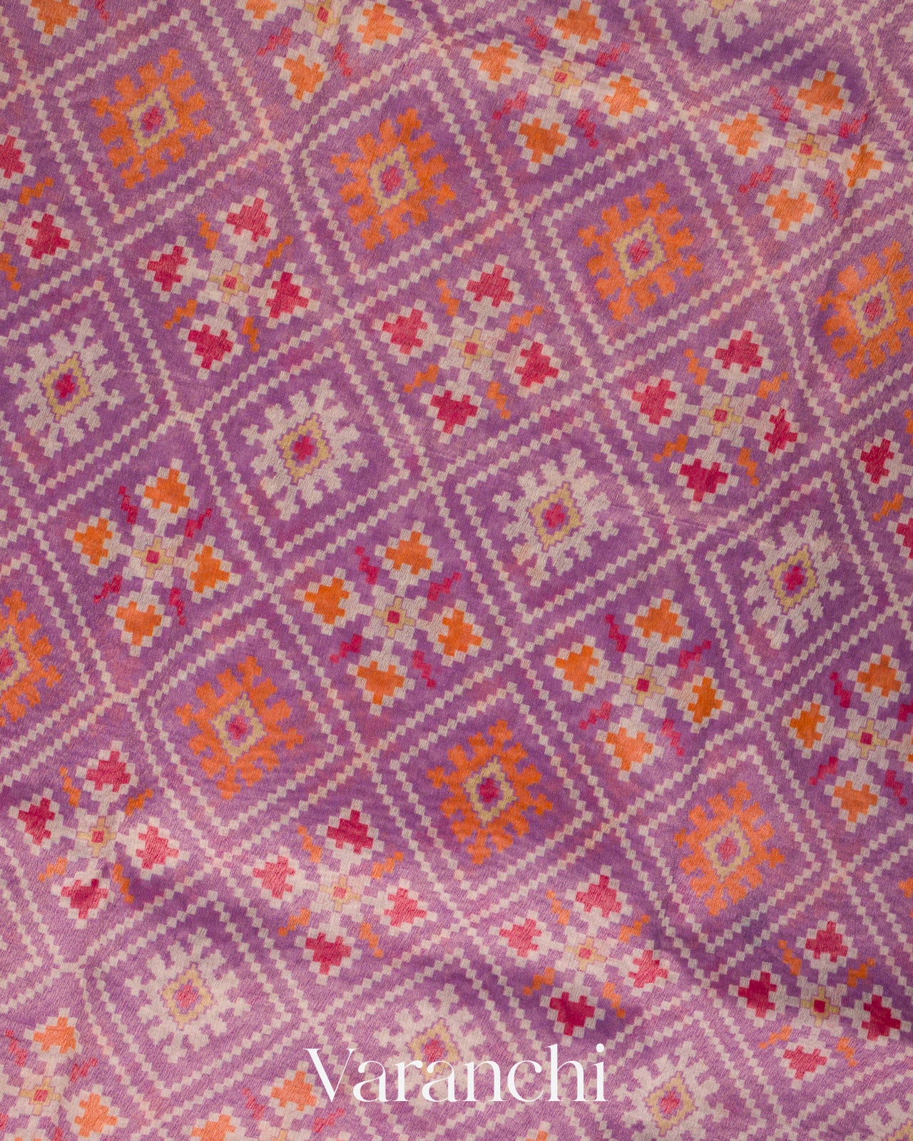 Soft Lavender-Purple Patola Printed Pure Silk Cotton Tissue Saree 