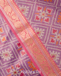 Soft Lavender-Purple Patola Printed Pure Silk Cotton Tissue Saree 