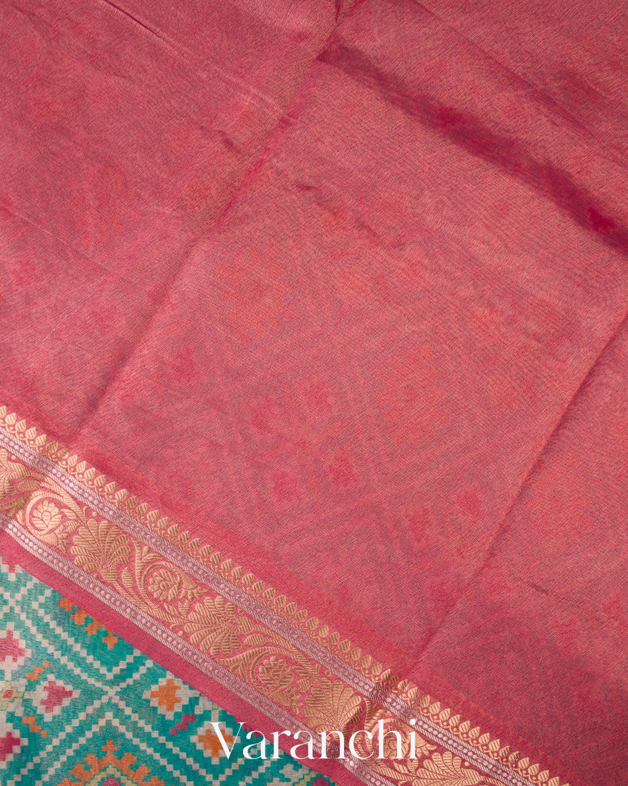 Turquoise Green Patola Printed Pure Silk Cotton Tissue Saree