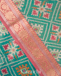 Turquoise Green Patola Printed Pure Silk Cotton Tissue Saree