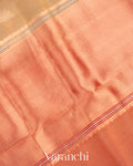 Sandalwood Yellow Pure Tissue Kora Silk Handloom Saree