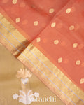 Sandalwood Yellow Pure Tissue Kora Silk Handloom Saree