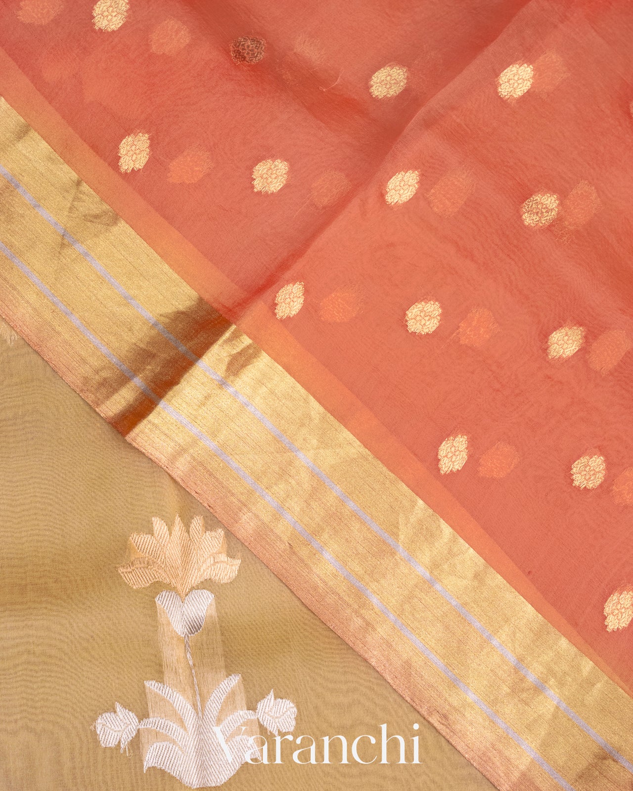 Sandalwood Yellow Pure Tissue Kora Silk Handloom Saree