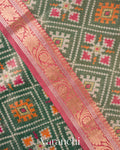 Sage Bottle Green Patola Printed Pure Silk Cotton Tissue Saree