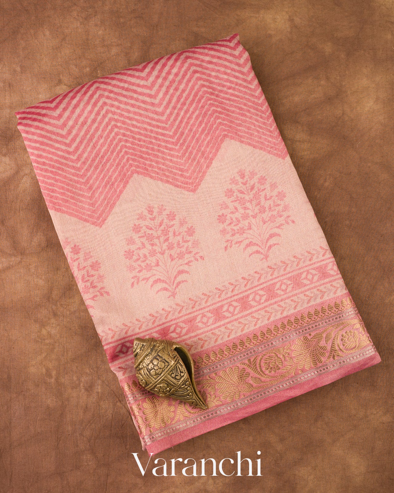 Light Pink Digital Printed Pure Silk Cotton Tissue Saree