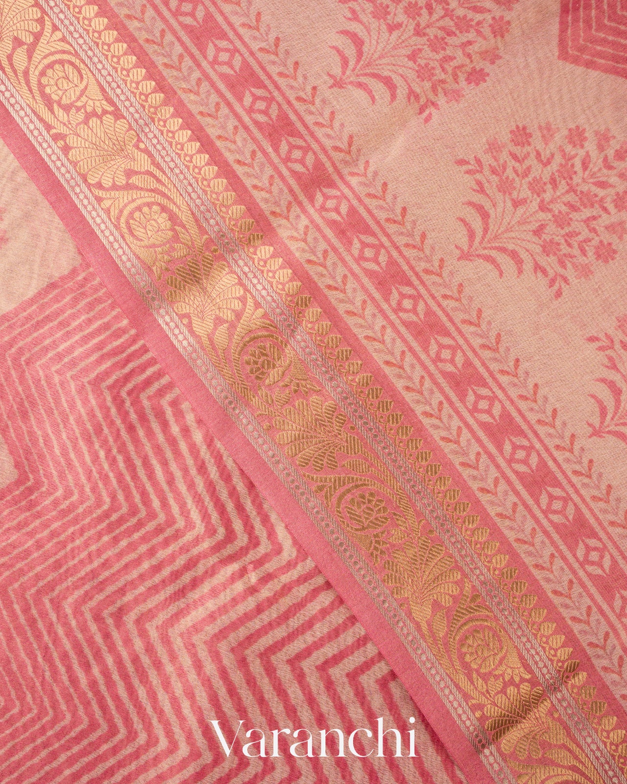 Light Pink Digital Printed Pure Silk Cotton Tissue Saree