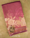 Wine Pink Floral Printed Pure Silk Cotton Tissue Saree 