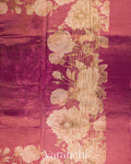 Wine Pink Floral Printed Pure Silk Cotton Tissue Saree 