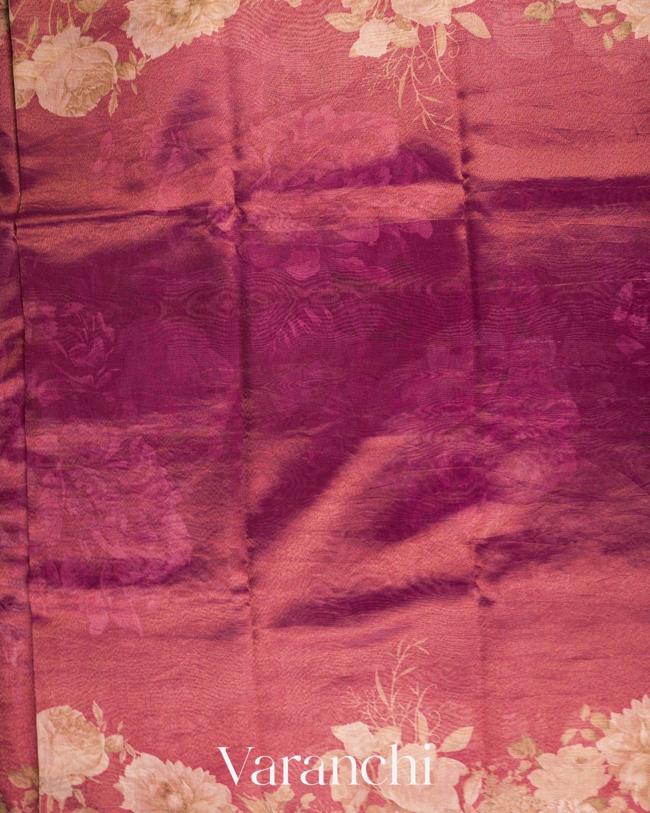 Wine Pink Floral Printed Pure Silk Cotton Tissue Saree 