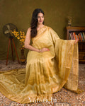 Buttercream Yellow Digital Printed Pure Silk Cotton Tissue Saree