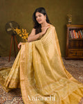 Buttercream Yellow Digital Printed Pure Silk Cotton Tissue Saree