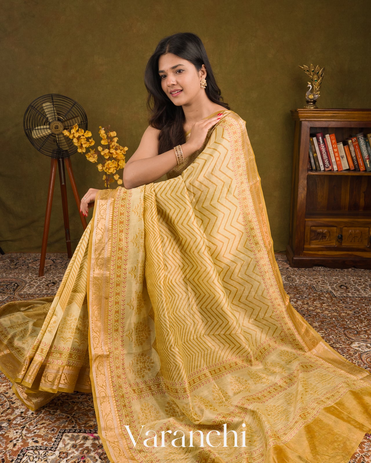 Buttercream Yellow Digital Printed Pure Silk Cotton Tissue Saree