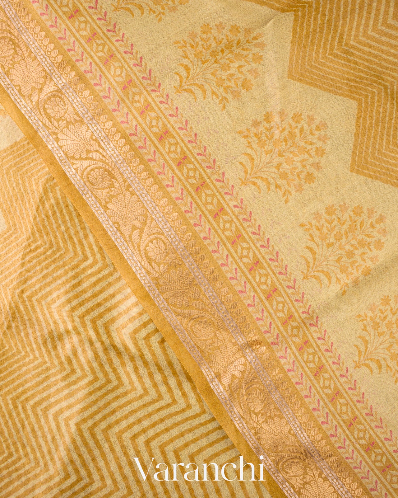 Buttercream Yellow Digital Printed Pure Silk Cotton Tissue Saree