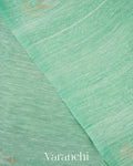 Aqua Green Jamdani Pure Silk Linen Handloom Saree