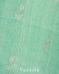 Aqua Green Jamdani Pure Silk Linen Handloom Saree
