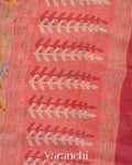 Baby Pink Printed Pure Silk Linen Saree