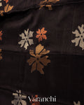 Black Jamdani Pure Silk Linen Handloom Saree