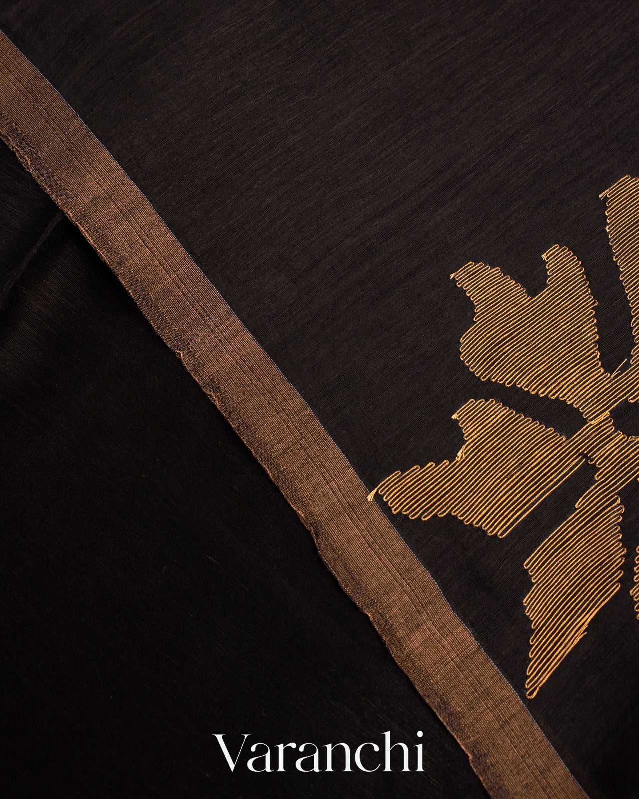 Black Jamdani Pure Silk Linen Handloom Saree