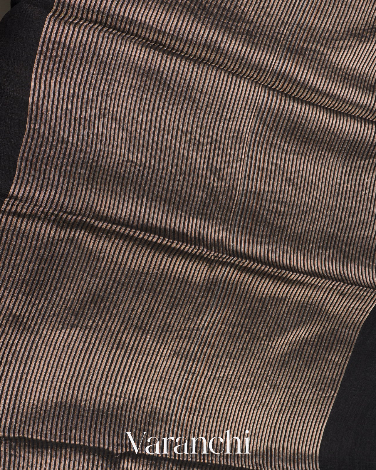 Charcoal Black Jamdani Pure Silk Linen Handloom Saree