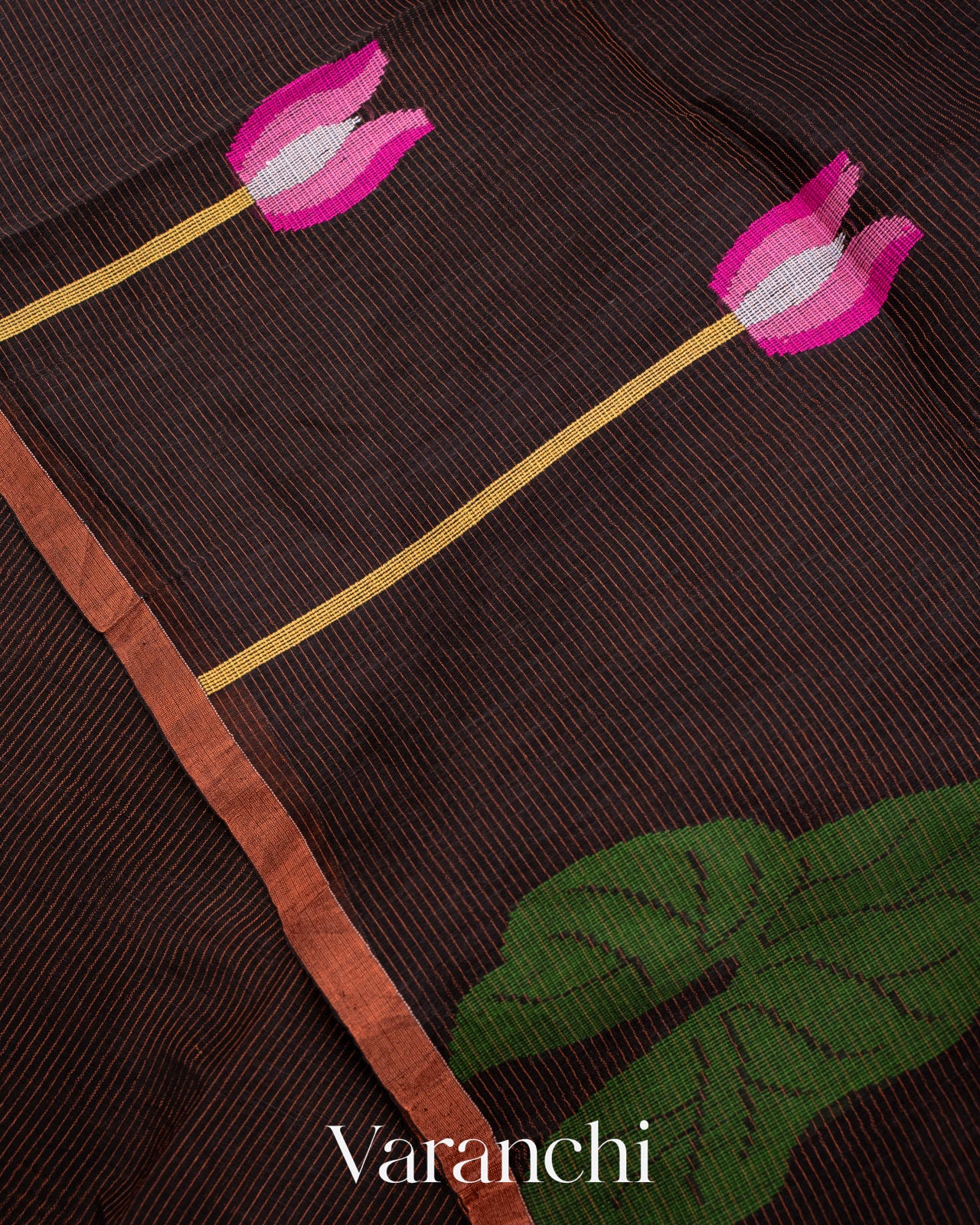 Black Jamdani Pure Silk Linen Handloom Saree