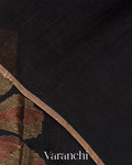 Charcoal Black Jamdani Pure Silk Linen Handloom Saree
