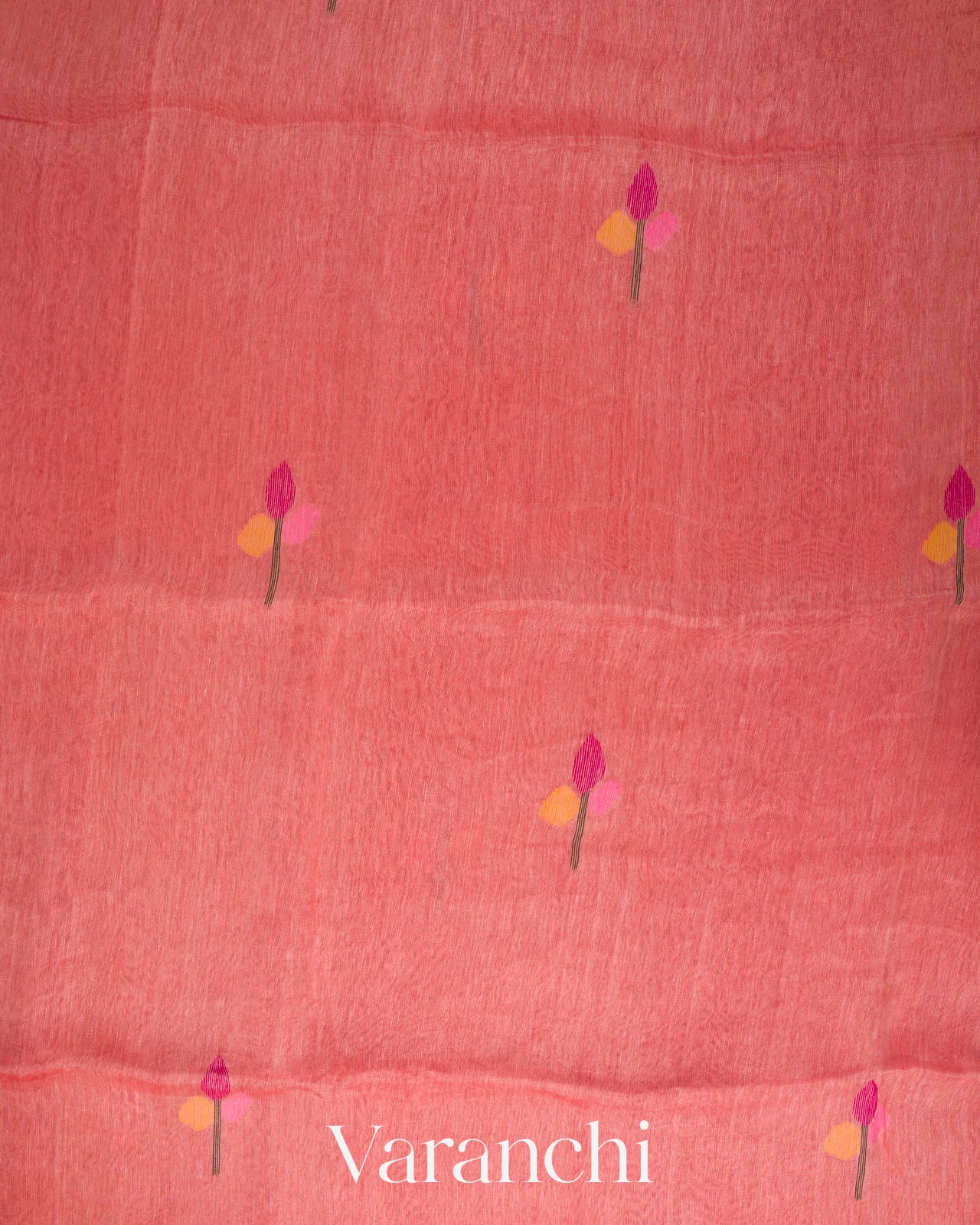 Blush Pink Jamdani Pure Silk Linen Handloom Saree 