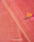 Blush Pink Jamdani Pure Silk Linen Handloom Saree 