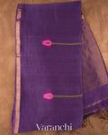 Plum Purple Jamdani Pure Silk Linen Handloom Saree