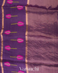 Plum Purple Jamdani Pure Silk Linen Handloom Saree