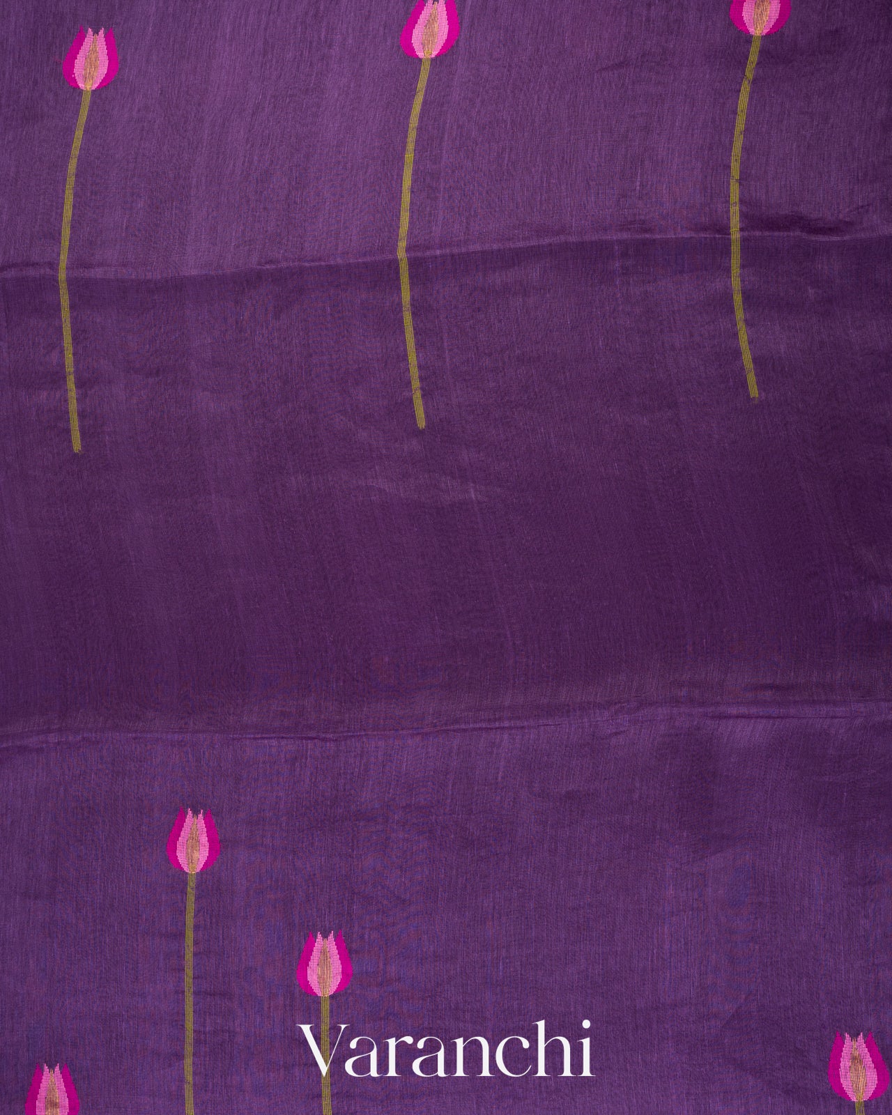 Plum Purple Jamdani Pure Silk Linen Handloom Saree