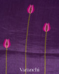Plum Purple Jamdani Pure Silk Linen Handloom Saree