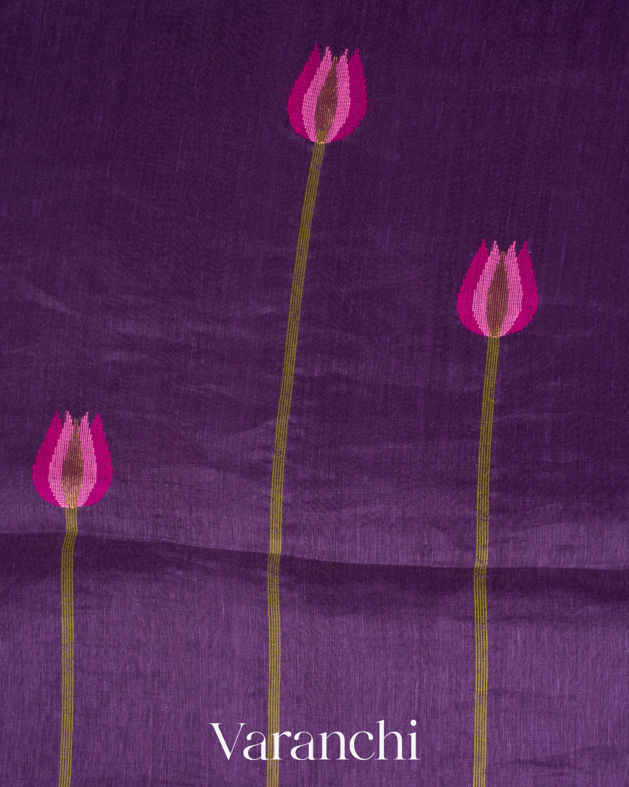 Plum Purple Jamdani Pure Silk Linen Handloom Saree