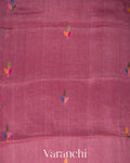 Deep Onion Pink Jamdani Pure Silk Linen Handloom Saree 
