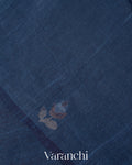 Indigo Blue Jamdani Pure Silk Linen Handloom Saree