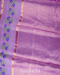 Lavender Lilac Jamdani Pure Silk Linen Handloom Saree