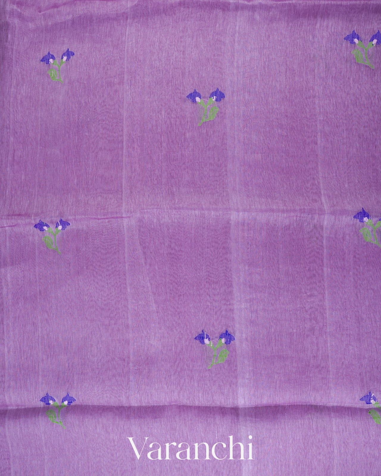 Lavender Lilac Jamdani Pure Silk Linen Handloom Saree