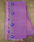 Lavender Lilac Jamdani Pure Silk Linen Handloom Saree