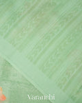Pastel Mint Green Digital Printed Pure Linen Kora Silk Handloom Saree 