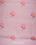 Powder Blush Pink Jamdani Pure Silk Linen Handloom Saree
