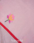 Powder Blush Pink Jamdani Pure Silk Linen Handloom Saree