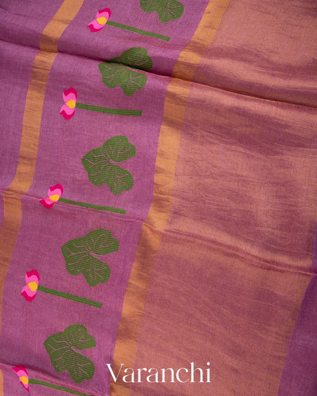Light Purple Jamdani Pure Tissue Silk Linen Handloom Saree