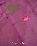 Light Purple Jamdani Pure Tissue Silk Linen Handloom Saree