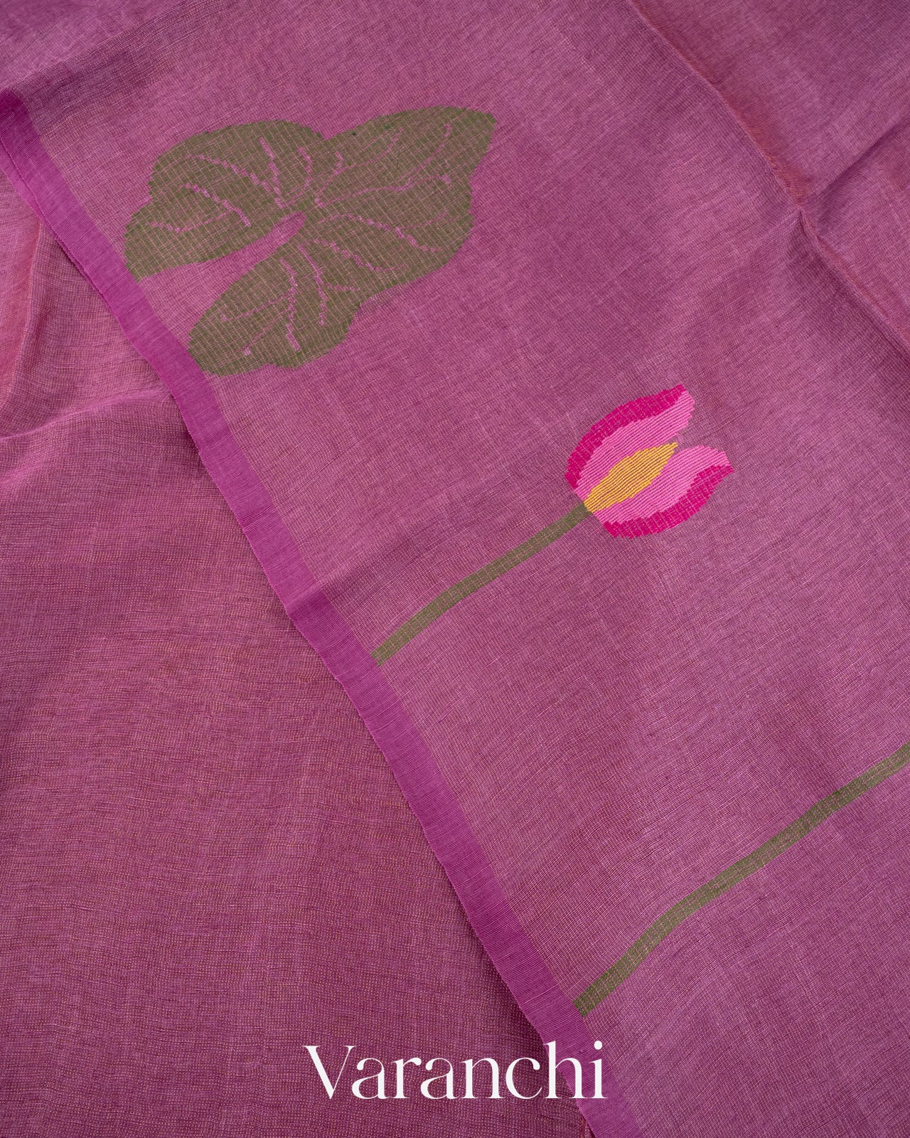 Light Purple Jamdani Pure Tissue Silk Linen Handloom Saree